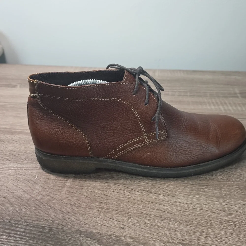 Johnston & Murphy Mens Brown Pebbled Leather Chukka Boots 59-12363 Size 10M